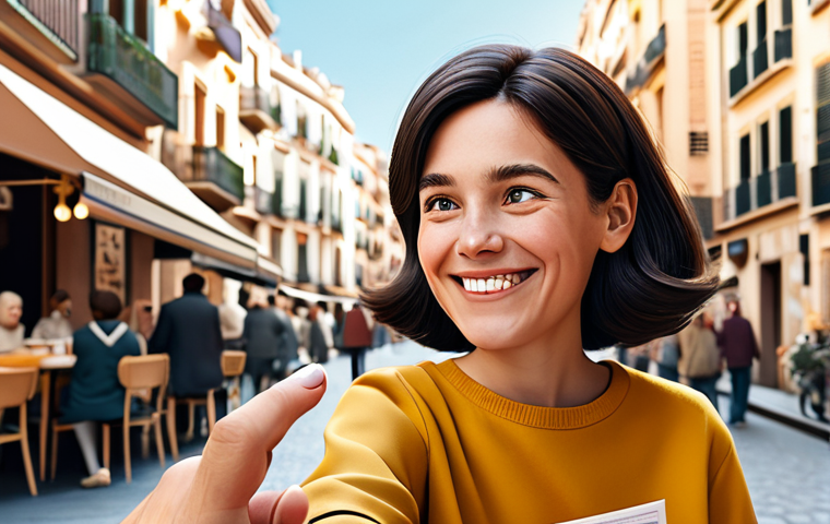 A joyful, iconic character named Mimi, depicted with a simple, geometric design and a warm pastel color palette, prominently featured on a magazine cover. The scene is set in a cozy cafe in a bustling city like Barcelona, with a fully clothed, modestly dressed individual gently pointing at the magazine, showcasing a family-friendly atmosphere. The character embodies innocence and universal appeal through subtle, natural expression. Perfect anatomy, correct proportions, natural pose, well-formed hands, proper finger count. High-quality illustration, professional photography, clean lines, safe for work, appropriate content.