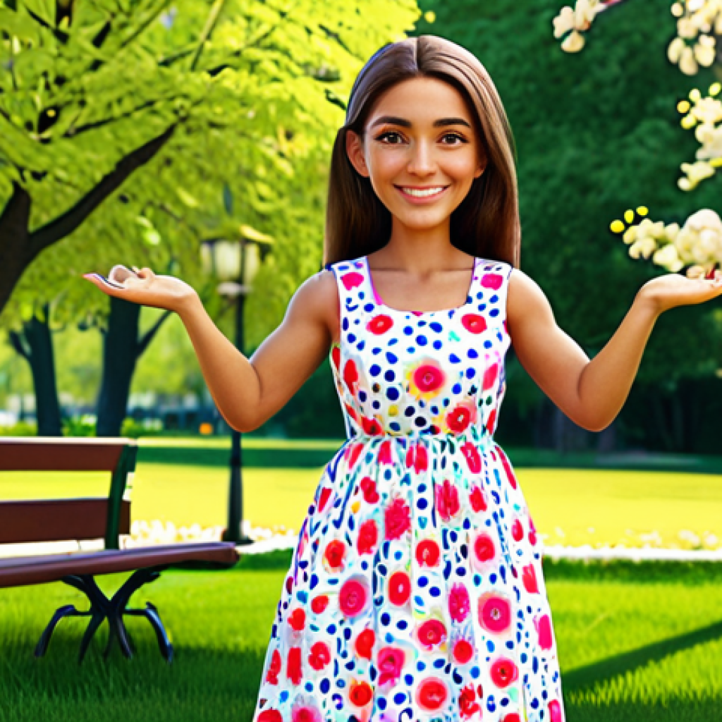 Joyful Mimi Character**

A cheerful Mimi character with large, bright eyes and a wide smile, fully clothed in a colorful, flowered sundress. The background is a sunny park with blooming flowers. Perfect anatomy, correct proportions, natural pose, well-formed hands, proper finger count, natural body proportions. Safe for work, appropriate content, fully clothed, professional, family-friendly.

**