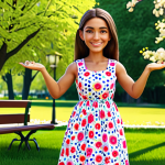 Joyful Mimi Character**

A cheerful Mimi character with large, bright eyes and a wide smile, fully clothed in a colorful, flowered sundress. The background is a sunny park with blooming flowers. Perfect anatomy, correct proportions, natural pose, well-formed hands, proper finger count, natural body proportions. Safe for work, appropriate content, fully clothed, professional, family-friendly.

**