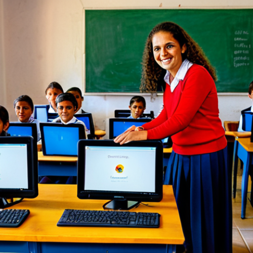 Home 12 Education in Underserved Communities**
"A vibrant classroom scene in a rural Spanish village. A fully clothed, smiling teacher helps students with computers donated by a charity. Children are engaged and learning. Appropriate attire, safe for work, perfect anatomy, natural proportions, professional photography, high quality, family-friendly."
**