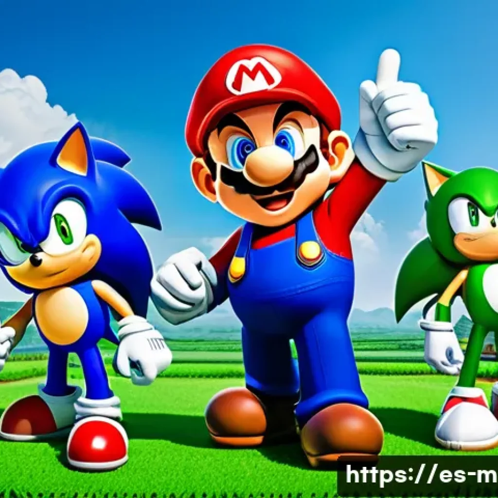 미미와 타 캐릭터의 크로스오버 사례 - **Vibrant Gaming Crossover Arena:** A dynamic and colorful scene featuring beloved video game charac...