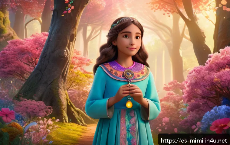 미미 캐릭터와 관련된 전자책 - A charming young female character named Mimi, wearing colorful, modest fantasy-style clothing with a...
