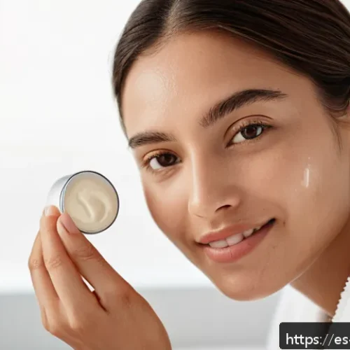 Home 17 미미와 관련된 소비자 리뷰 분석 - A close-up image of a young adult woman in comfortable casual clothing, applying a gentle skincare c...