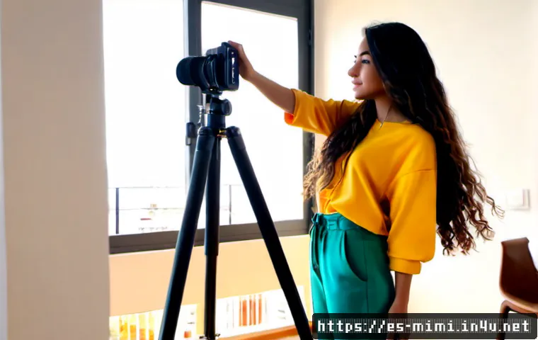 Home 17 미미와 소셜 미디어 트렌드 - Photorealistic lifestyle scene of a stylish young Latina content creator named Mimi filming a short ...
